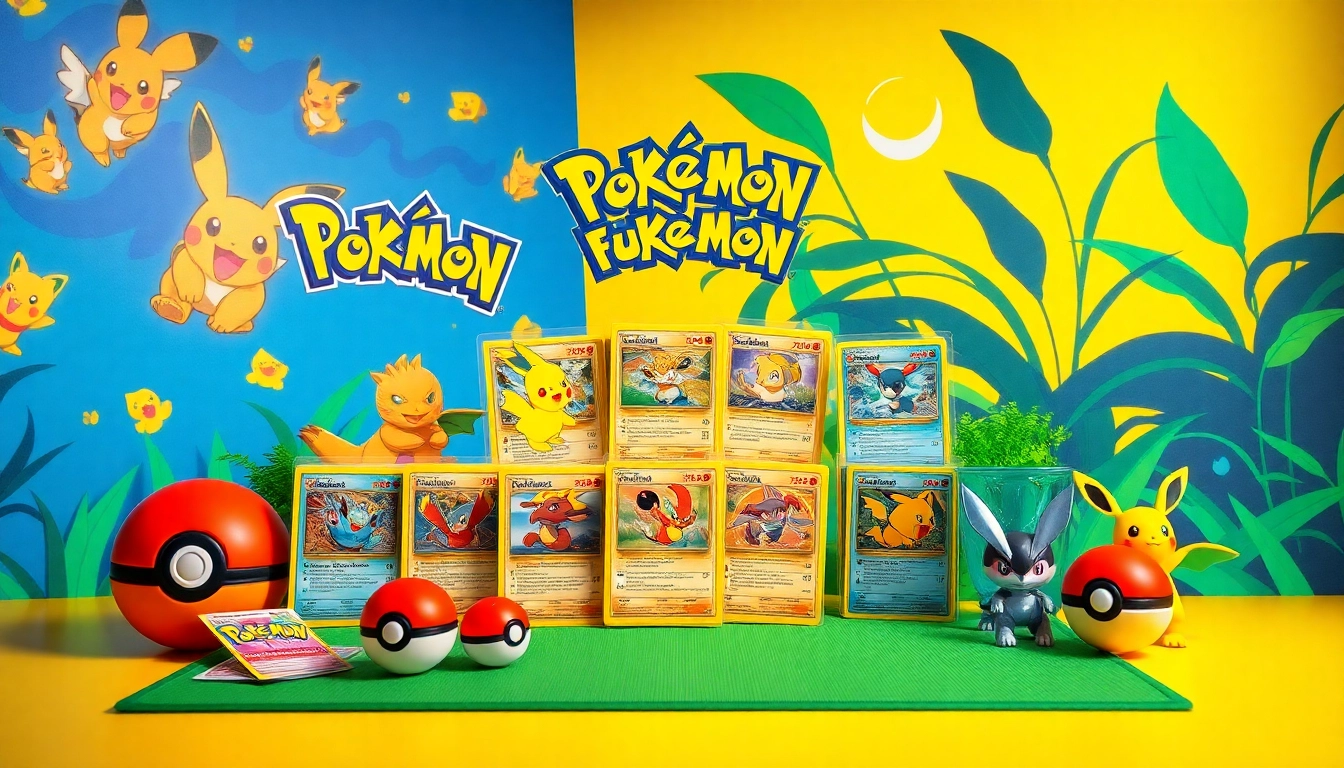 Showcasing Pokémon cards India collection with vibrant colors and themed props.